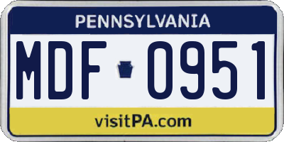 PA license plate MDF0951