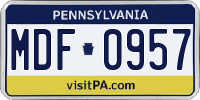 PA license plate MDF0957