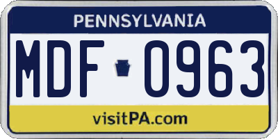 PA license plate MDF0963