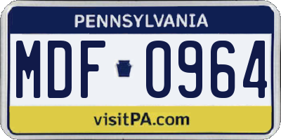 PA license plate MDF0964