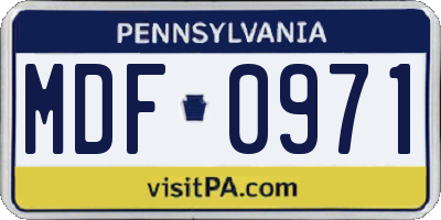 PA license plate MDF0971