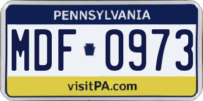 PA license plate MDF0973