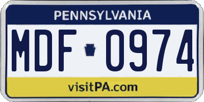PA license plate MDF0974