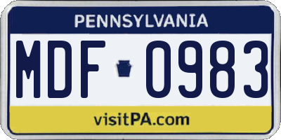 PA license plate MDF0983