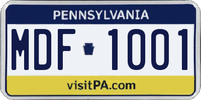PA license plate MDF1001