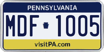 PA license plate MDF1005