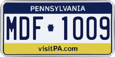 PA license plate MDF1009