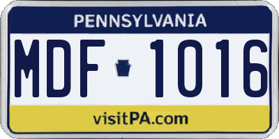 PA license plate MDF1016