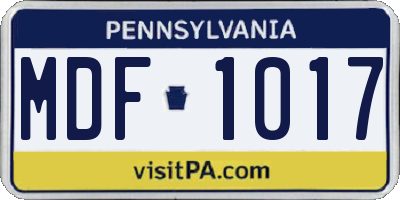 PA license plate MDF1017