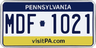 PA license plate MDF1021