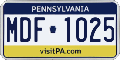 PA license plate MDF1025