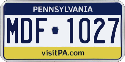 PA license plate MDF1027