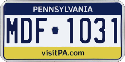 PA license plate MDF1031