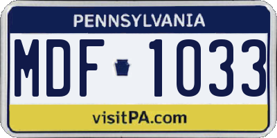 PA license plate MDF1033