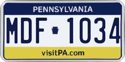 PA license plate MDF1034