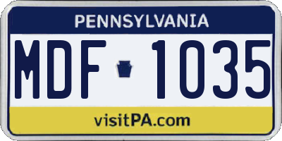 PA license plate MDF1035