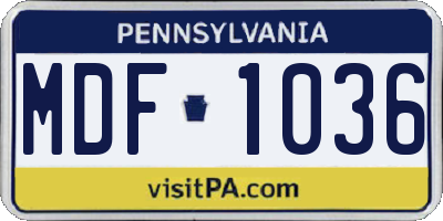PA license plate MDF1036