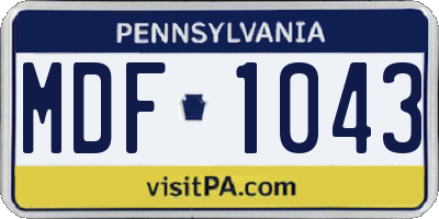 PA license plate MDF1043