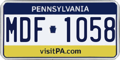 PA license plate MDF1058