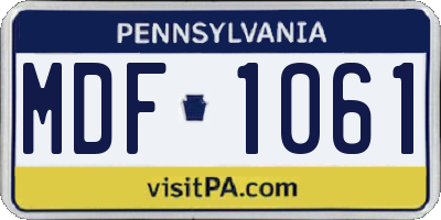PA license plate MDF1061