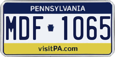 PA license plate MDF1065