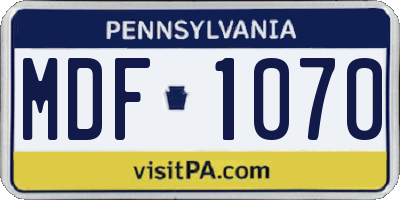 PA license plate MDF1070