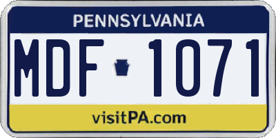 PA license plate MDF1071