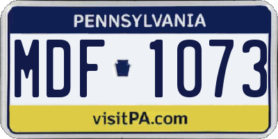 PA license plate MDF1073