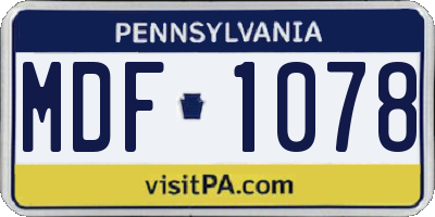 PA license plate MDF1078
