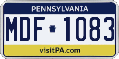 PA license plate MDF1083
