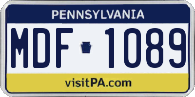 PA license plate MDF1089