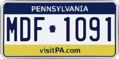 PA license plate MDF1091