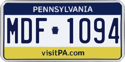 PA license plate MDF1094