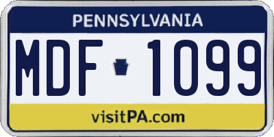 PA license plate MDF1099