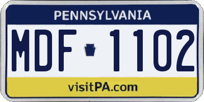 PA license plate MDF1102