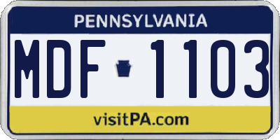 PA license plate MDF1103