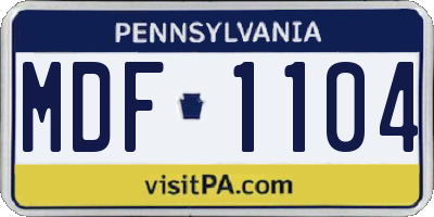 PA license plate MDF1104