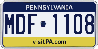 PA license plate MDF1108