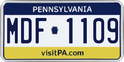 PA license plate MDF1109