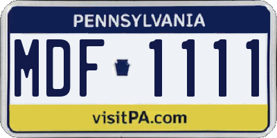 PA license plate MDF1111