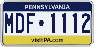 PA license plate MDF1112