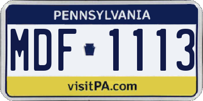 PA license plate MDF1113