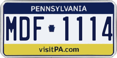 PA license plate MDF1114