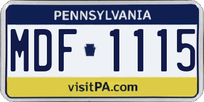 PA license plate MDF1115