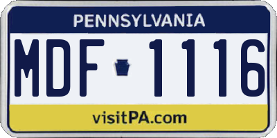PA license plate MDF1116