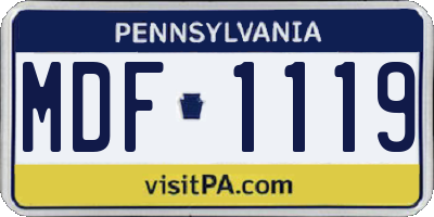 PA license plate MDF1119