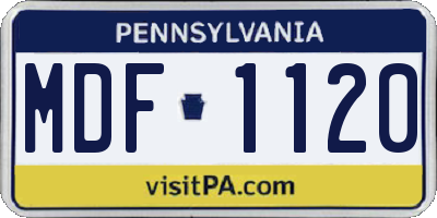 PA license plate MDF1120