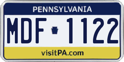 PA license plate MDF1122