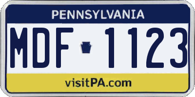 PA license plate MDF1123
