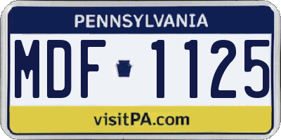 PA license plate MDF1125
